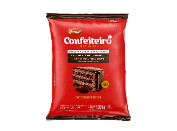 Cobertura Confeiteiro Chocolate Meio Amargo Gotas - 1,010k