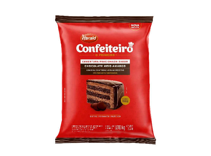 Cobertura Confeiteiro Chocolate Meio Amargo Gotas - 1,010k