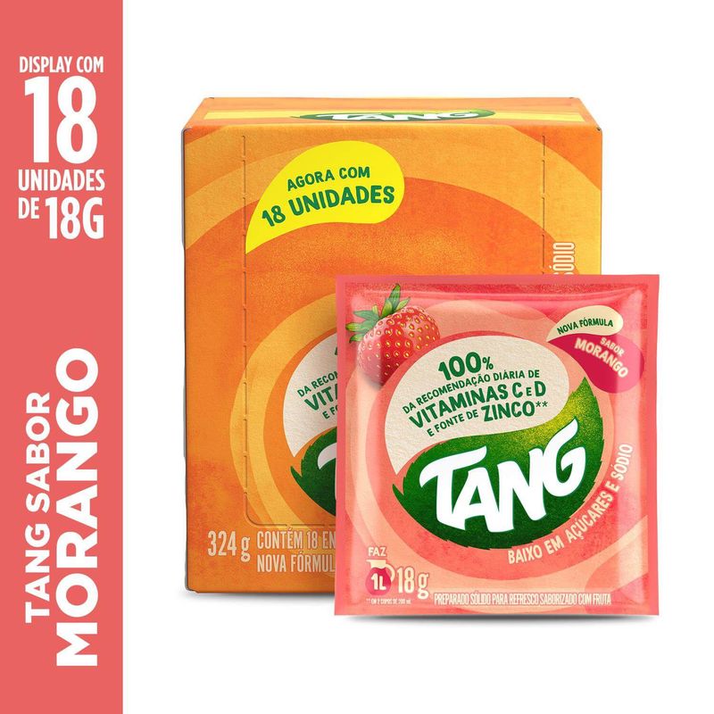 Refresco em pó Tang sabor morango com 18g