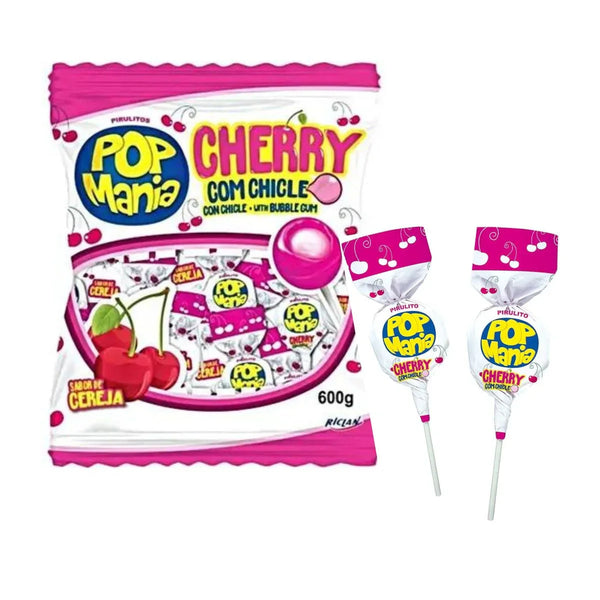 Pirulito Pop Mania Cereja com chicle - 500g