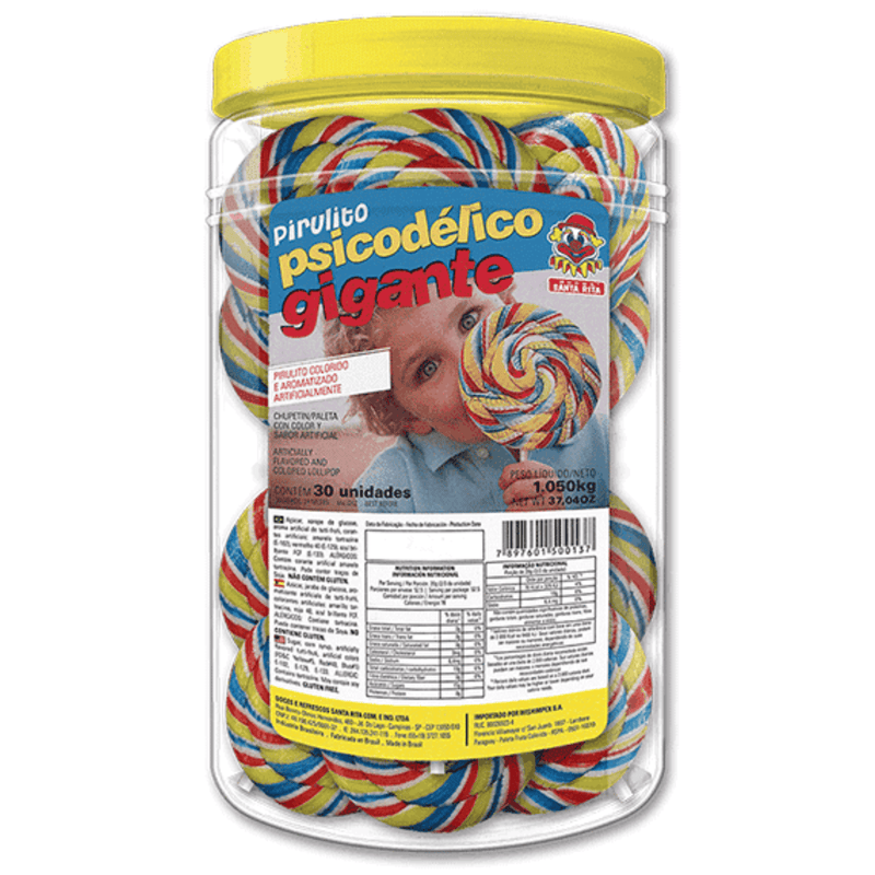 Pirulito Psicodélico Azul - Pote 30un