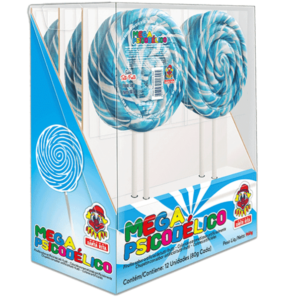 Pirulito Mega Psicodélico Azul - 12un