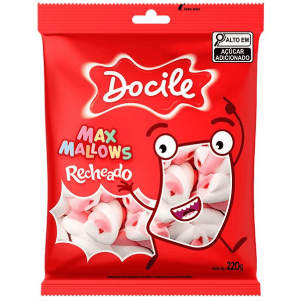 Marshmallow Recheado Rosa/Branco 220g