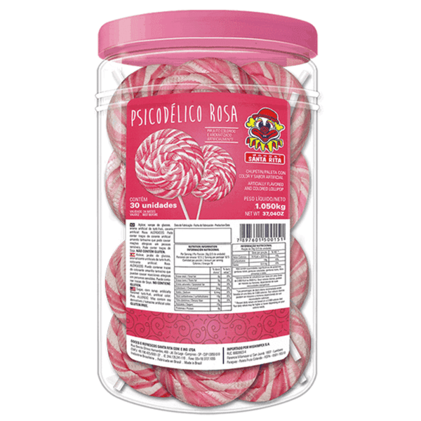 Pirulito Psicodélico Rosa - Pote 30un