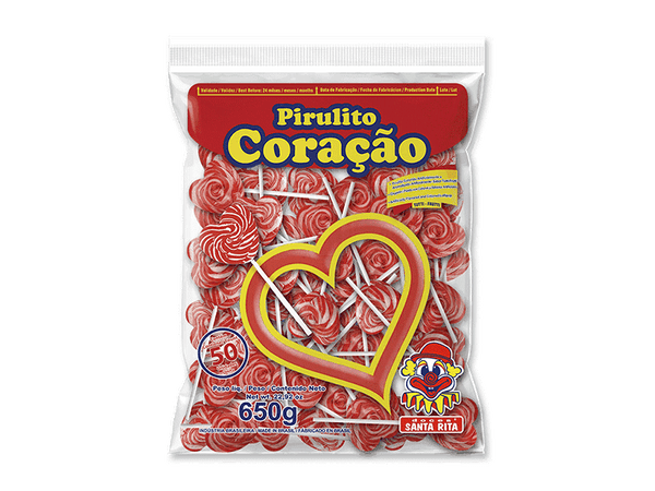 Pirulito Psicodelico Coração Tutti Frutti - 650g