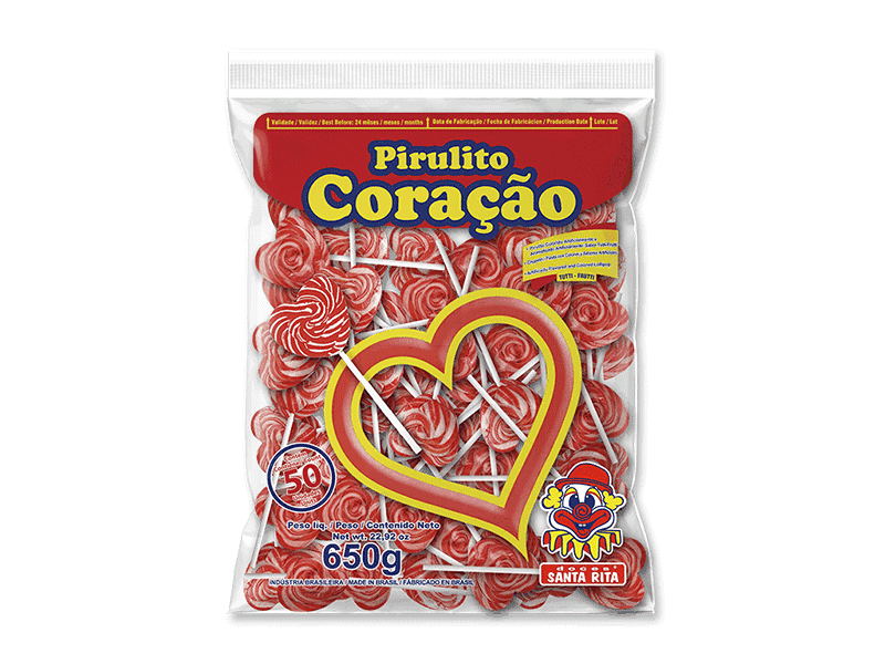 Pirulito Psicodelico Coração Tutti Frutti - 650g