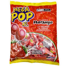 Pirulito Mega Pop XL Morango - 24un