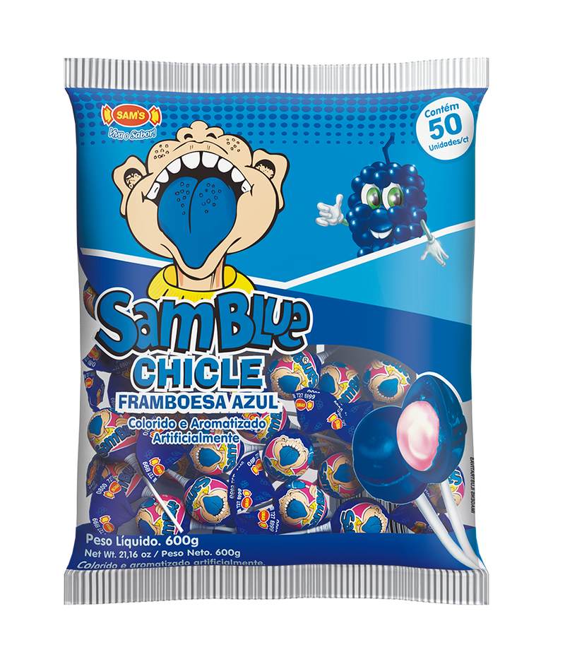 Pirulito Sam Blue Pinta Lingua - 50un