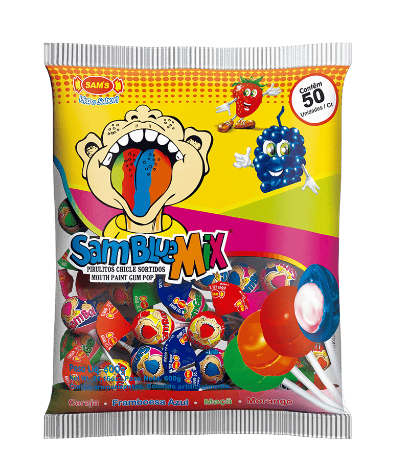 Pirulito Sam Blue Mix - 50un